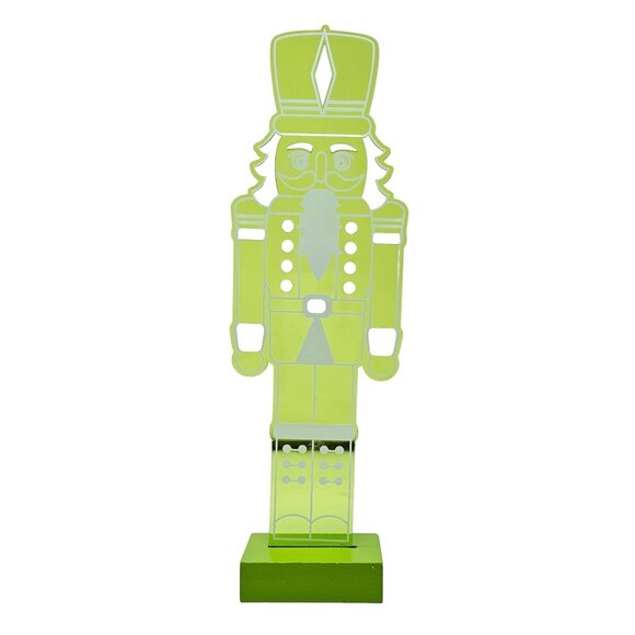 Green Acrylic Christmas Nutcracker with Cut Outs to Shine Light Though - Picture 4 of 4